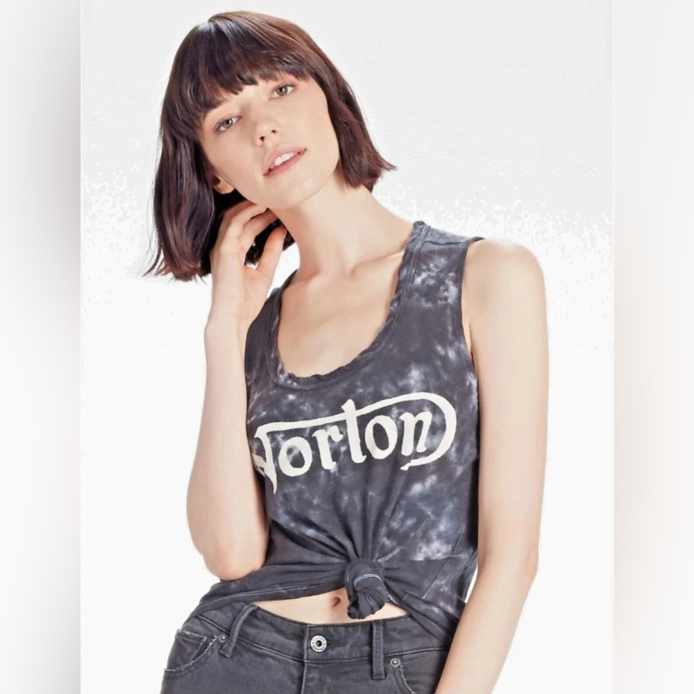 Lucky Brand Norton Motorcycle Tie Dye Tank Top Grey Size Medium Med M